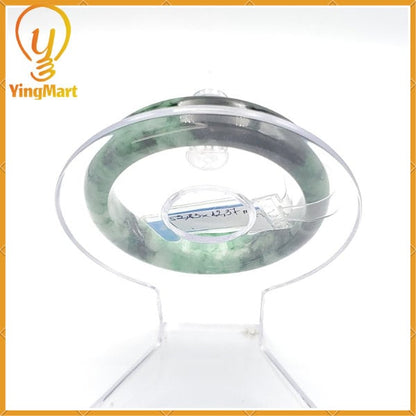 Yingmart 52mm PNJ Certified Natural Color Green With Black Brown Spot Jadeite Jade Bangle Bracelet, Real Gemstone, Jewelry