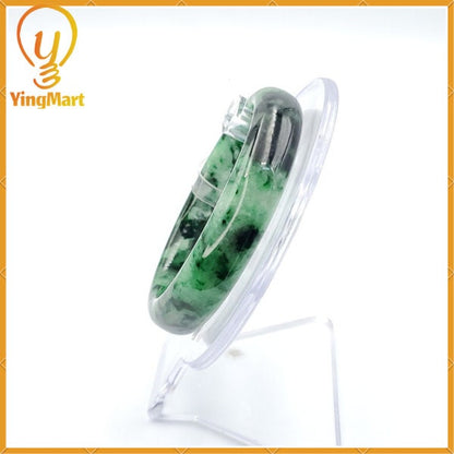 Yingmart 54mm PNJ220812 Certified Natural Color Green With Black Brown Spot Jadeite Jade Bangle Bracelet, Real Gemstone, Jewelry