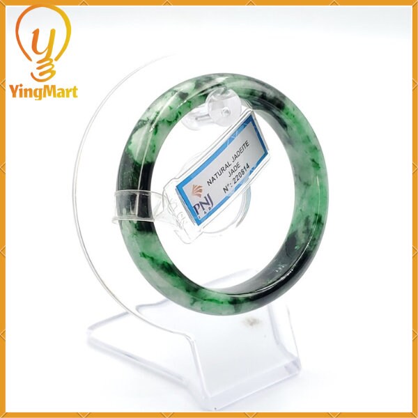 Yingmart 52mm PNJ220814 Certified Natural Color Green With Black Brown Spot Jadeite Jade Bangle Bracelet, Real Gemstone, Jewelry