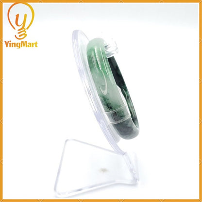 Yingmart 54mm PNJ Certified Natural Color Green With Black Brown Spot Jadeite Jade Bangle Bracelet, Real Gemstone, Jewelry