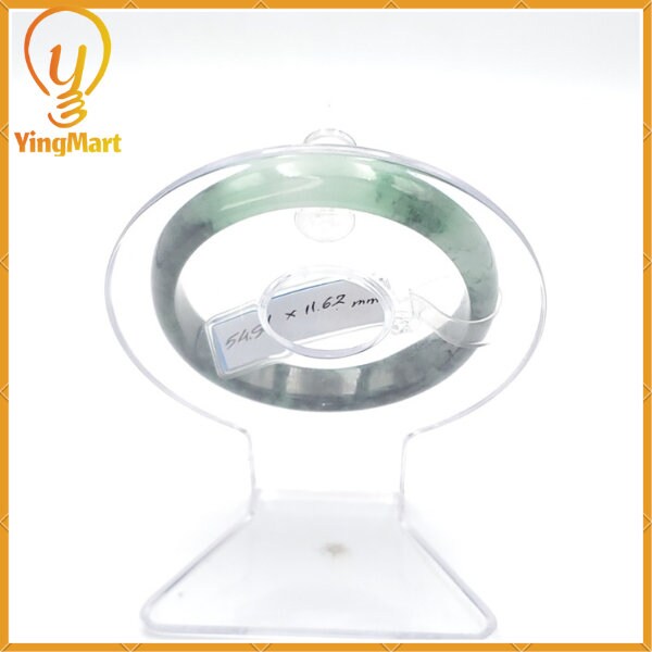 Yingmart 54mm PNJ Certified Natural Color Green With Black Brown Spot Jadeite Jade Bangle Bracelet, Real Gemstone, Jewelry