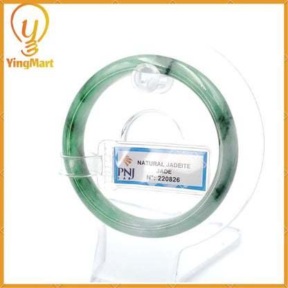 Yingmart 53mm PNJ Certified Natural Color Green With Black Brown Spot Jadeite Jade Bangle Bracelet, Real Gemstone, Jewelry