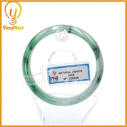 Yingmart 53mm PNJ Certified Natural Color Green With Black Brown Spot Jadeite Jade Bangle Bracelet, Real Gemstone, Jewelry