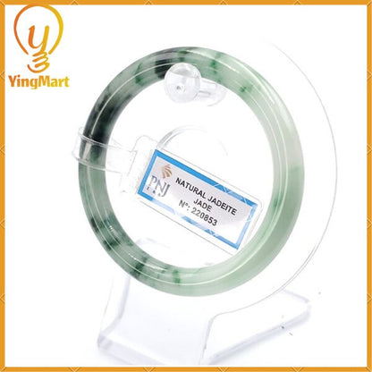 Yingmart 52mm PNJ220853 Certified Natural Color Green With Black Brown Spot Jadeite Jade Bangle Bracelet, Real Gemstone, Jewelry