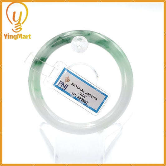 Natural Color Jadeite Jade Bangle Bracelet 52mm PNJ220867 | Green White to Green, Grey White, Black Brown – Vintage Style Gift for Women
