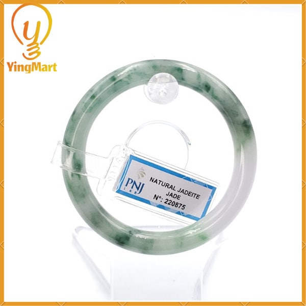 Yingmart 52mm PNJ220875 Certified Natural Color Green With Black Brown Spot Jadeite Jade Bangle Bracelet, Real Gemstone, Jewelry