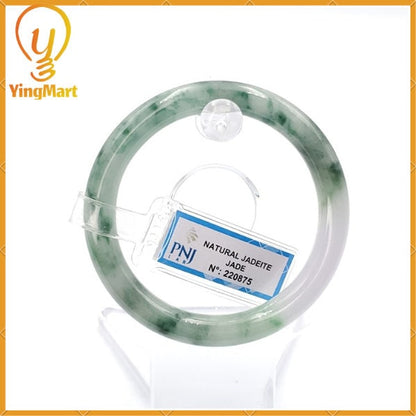 Yingmart 52mm PNJ220875 Certified Natural Color Green With Black Brown Spot Jadeite Jade Bangle Bracelet, Real Gemstone, Jewelry