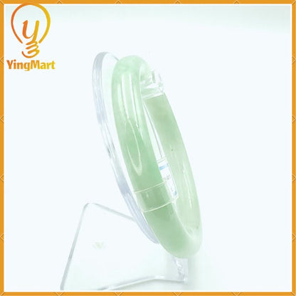 YingCollection 67mm PNJ Certified Natural Color Green With Black Brown Spot Jadeite Jade Bangle Bracelet, Real Gemstone, Jewelry