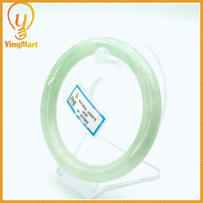 YingCollection 67mm PNJ Certified Natural Color Green With Black Brown Spot Jadeite Jade Bangle Bracelet, Real Gemstone, Jewelry