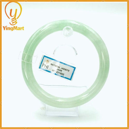 YingCollection 67mm PNJ Certified Natural Color Green With Black Brown Spot Jadeite Jade Bangle Bracelet, Real Gemstone, Jewelry