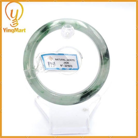 Certified 52mm Natural Color Green with Black Brown Spot Jadeite Bangle PNJ202628 | Bracelet for Men, Women, Grandma, Sister – Vintage Gift