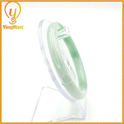 YingCollection 60mm PNJ 222546 Certified Natural Color Green With Black Brown Spot Jadeite Jade Bangle Bracelet, Real Gemstone, Jewelry