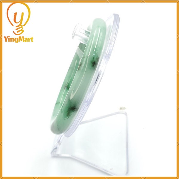 YingCollection 59mm PNJ 222547 Certified Natural Color Green With Black Brown Spot Jadeite Jade Bangle Bracelet, Real Gemstone, Jewelry