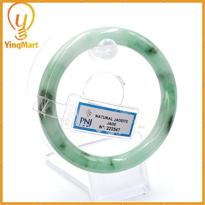 YingCollection 59mm PNJ 222547 Certified Natural Color Green With Black Brown Spot Jadeite Jade Bangle Bracelet, Real Gemstone, Jewelry