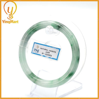 YingCollection 60mm PNJ 222553 Certified Natural Color Green With Black Brown Spot Jadeite Jade Bangle Bracelet, Real Gemstone, Jewelry