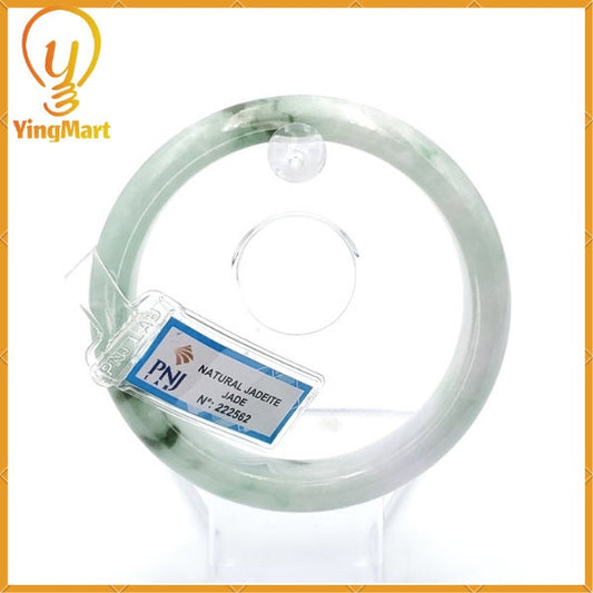 YingCollection 60mm PNJ 222562 Certified Natural Color Green With Black Brown Spot Jadeite Jade Bangle Bracelet, Real Gemstone, Jewelry