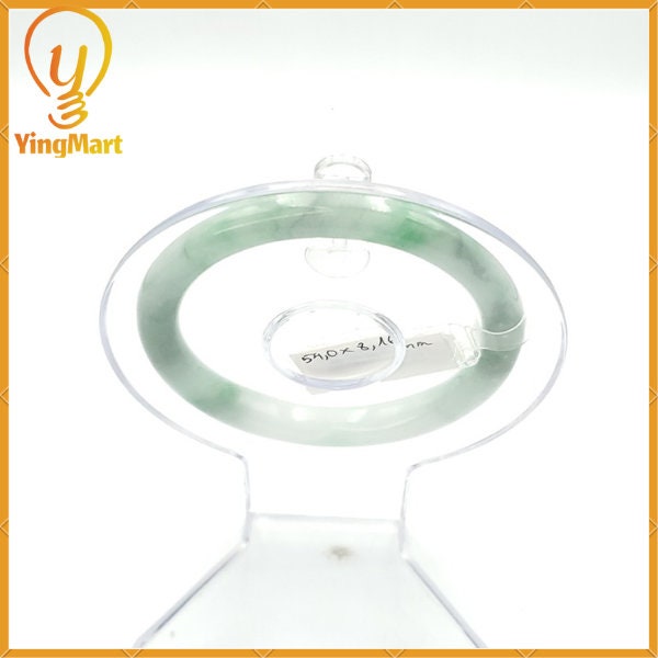 YingCollection 54mm SJC 57640 Certified Natural Color Green With Black Brown Spot Jadeite Jade Bangle Bracelet, Real Gemstone, Jewelry