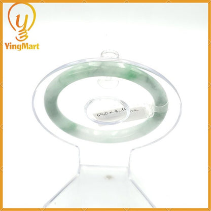 YingCollection 54mm SJC 57640 Certified Natural Color Green With Black Brown Spot Jadeite Jade Bangle Bracelet, Real Gemstone, Jewelry