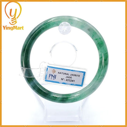 YingCollection 60mm PNJ 223241 Certified Natural Color Green With Black Brown Spot Jadeite Jade Bangle Bracelet, Real Gemstone, Jewelry