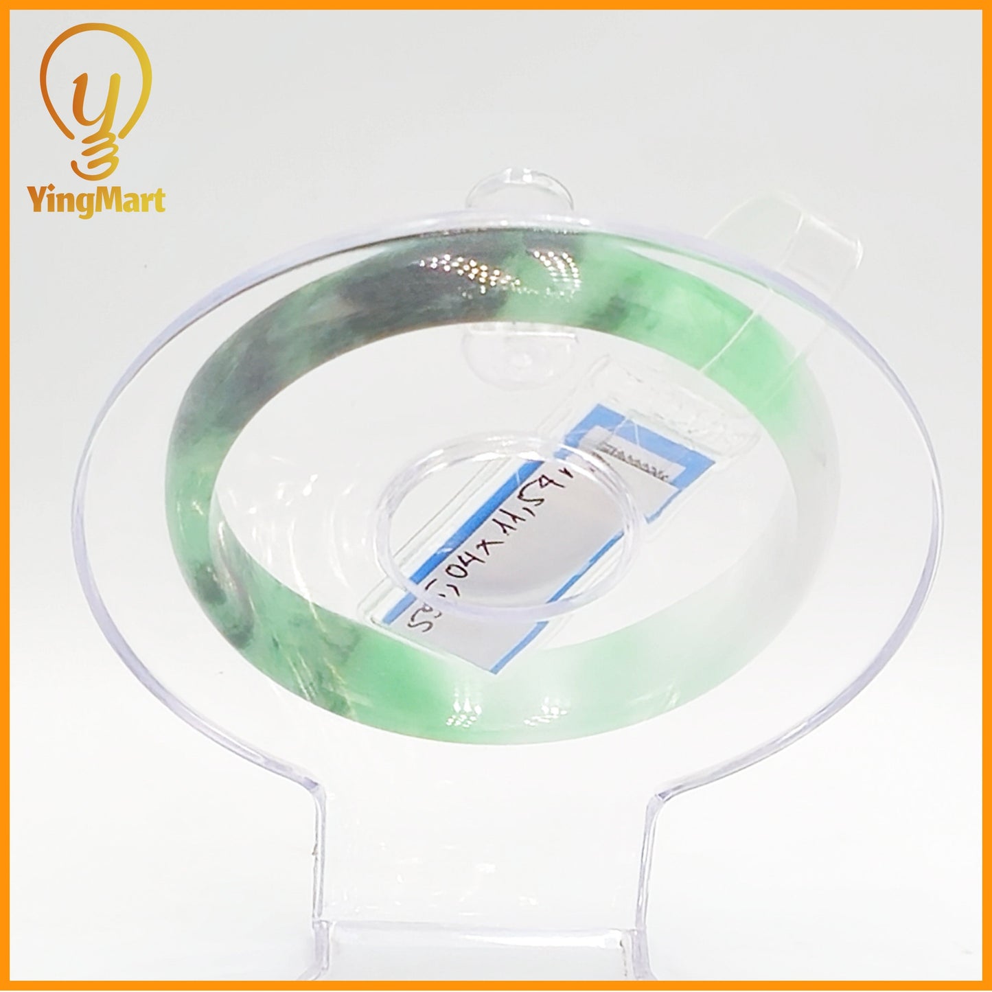 YingCollection 55mm PNJ Certified Natural Color Green With Black Brown Spot Jadeite Jade Bangle Bracelet, Real Gemstone, Jewelry