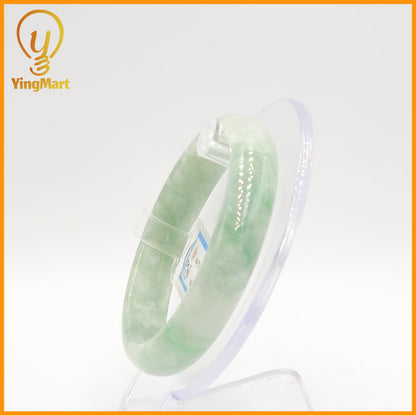 YingCollection 57mm PNJ Certified Natural Color Green With Black Brown Spot Jadeite Jade Bangle Bracelet, Real Gemstone, Jewelry