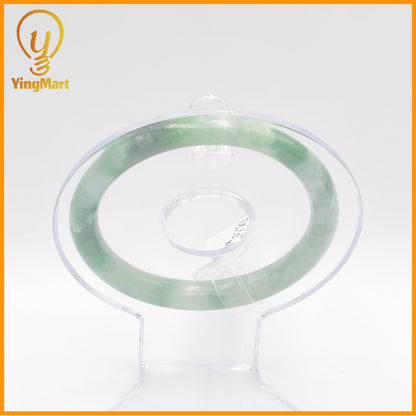 YingCollection 57mm PNJ Certified Natural Color Green With Black Brown Spot Jadeite Jade Bangle Bracelet, Real Gemstone, Jewelry