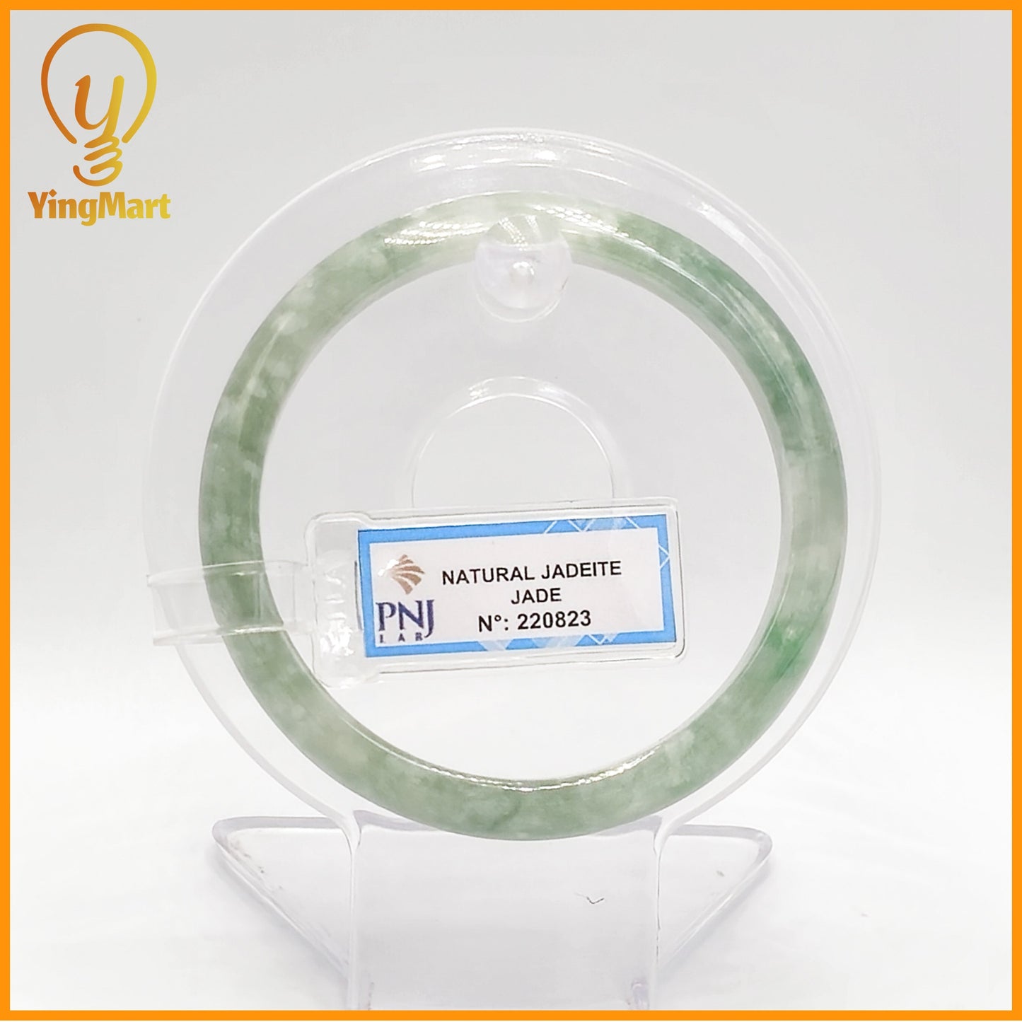 YingCollection 57mm PNJ Certified Natural Color Green With Black Brown Spot Jadeite Jade Bangle Bracelet, Real Gemstone, Jewelry