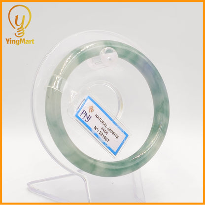 YingCollection 57mm PNJ Certified Natural Color Green With Black Brown Spot Jadeite Jade Bangle Bracelet, Real Gemstone, Jewelry