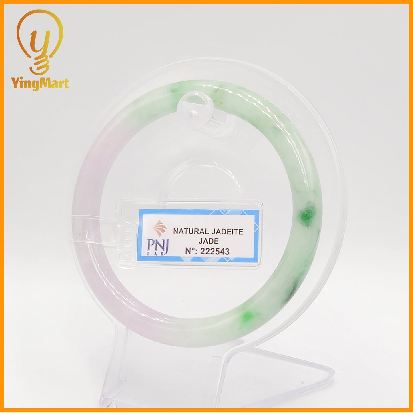 YingCollection 57mm PNJ Certified Natural Color Green With Black Brown Spot Jadeite Jade Bangle Bracelet, Real Gemstone, Jewelry