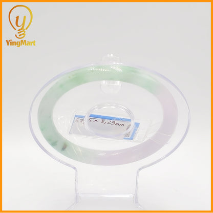 YingCollection 57mm PNJ Certified Natural Color Green With Black Brown Spot Jadeite Jade Bangle Bracelet, Real Gemstone, Jewelry