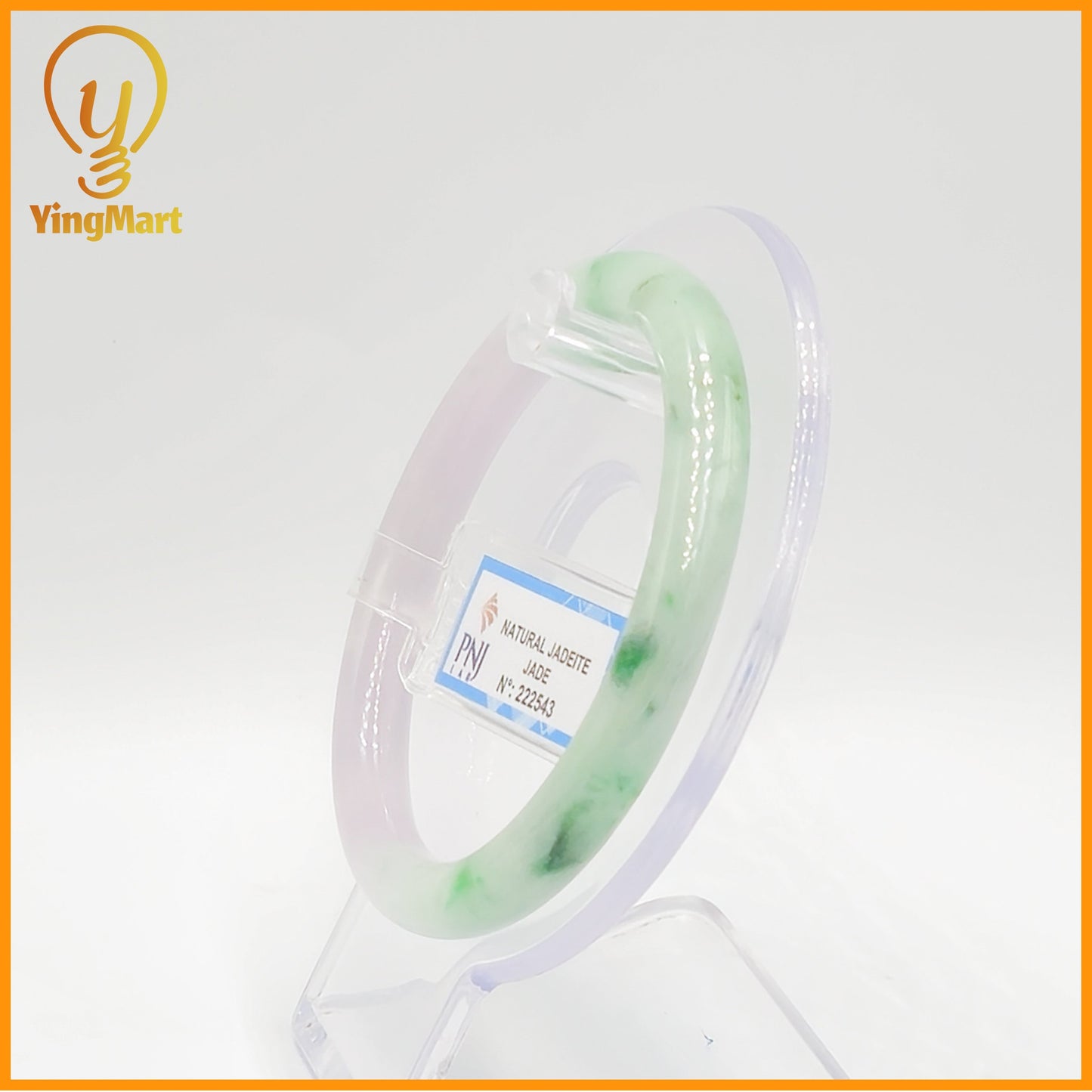 YingCollection 57mm PNJ Certified Natural Color Green With Black Brown Spot Jadeite Jade Bangle Bracelet, Real Gemstone, Jewelry