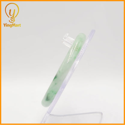 YingCollection 57mm PNJ Certified Natural Color Green With Black Brown Spot Jadeite Jade Bangle Bracelet, Real Gemstone, Jewelry