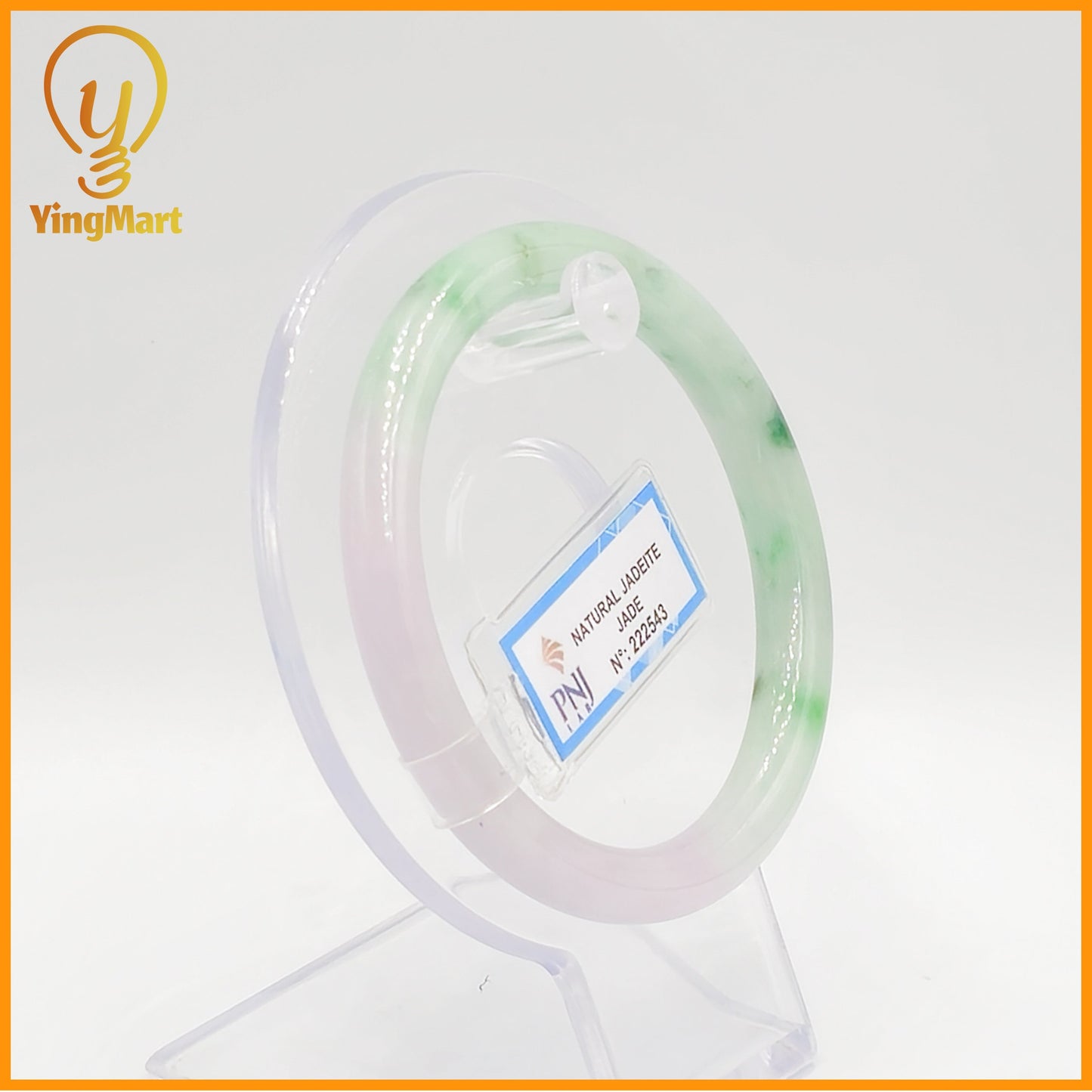 YingCollection 57mm PNJ Certified Natural Color Green With Black Brown Spot Jadeite Jade Bangle Bracelet, Real Gemstone, Jewelry