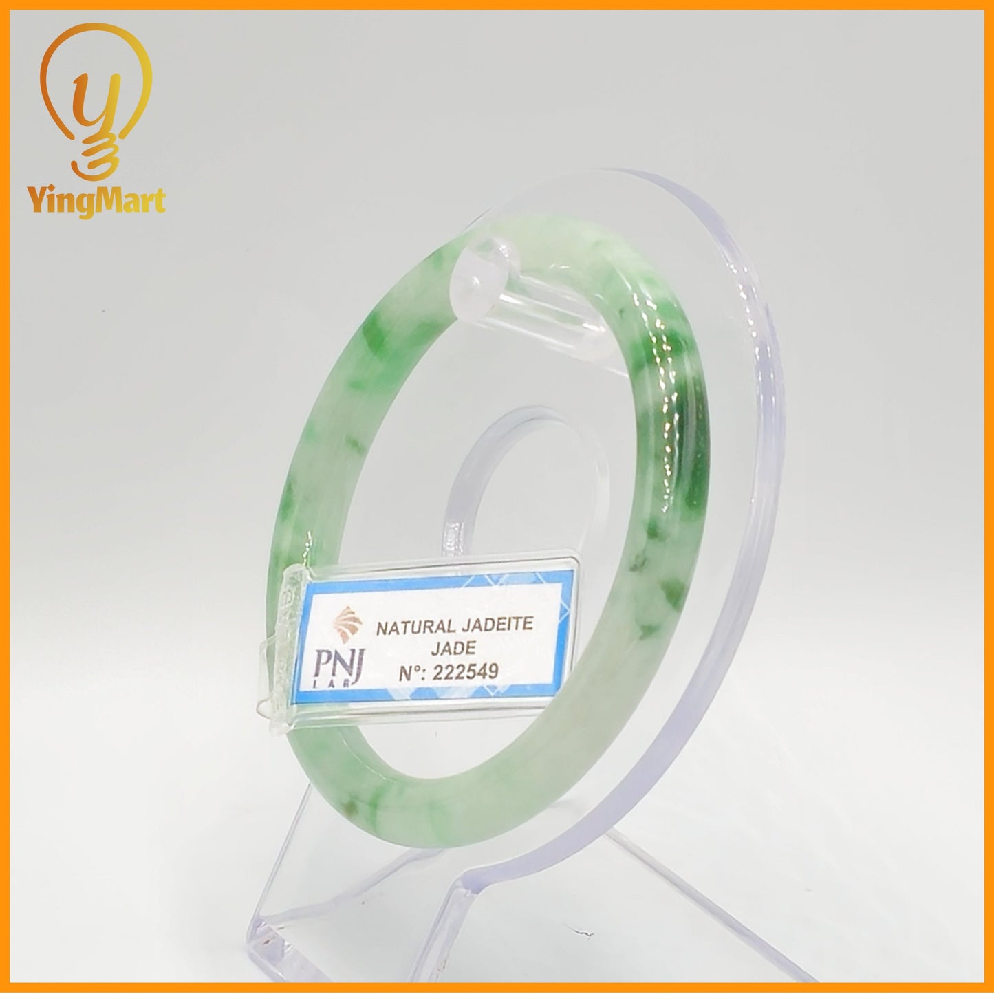 YingCollection 57mm PNJ Certified Natural Color Green With Black Brown Spot Jadeite Jade Bangle Bracelet, Real Gemstone, Jewelry