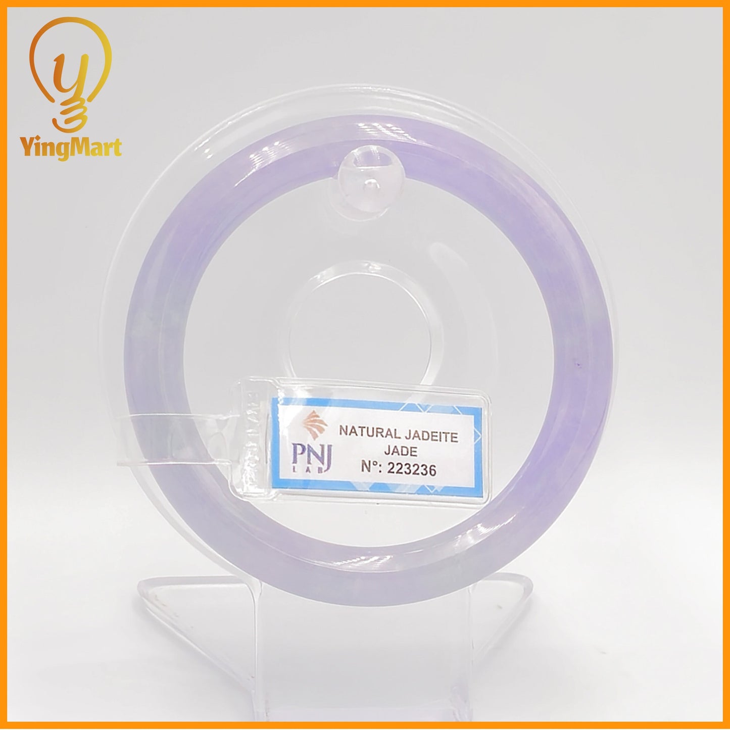 Jade Bangle 57mm PNJ223236 Certified | Natural Color White, Light Purple Jade Bracelet for Men,Women,Grandmother,Sister