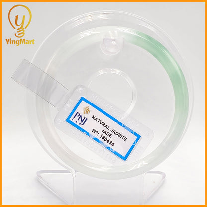 YingCollection 58mm PNJ Certified Natural Color Green With Black Brown Spot Jadeite Jade Bangle Bracelet, Real Gemstone, Jewelry