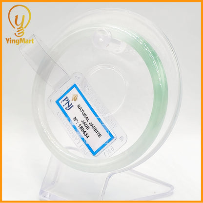 YingCollection 58mm PNJ Certified Natural Color Green With Black Brown Spot Jadeite Jade Bangle Bracelet, Real Gemstone, Jewelry