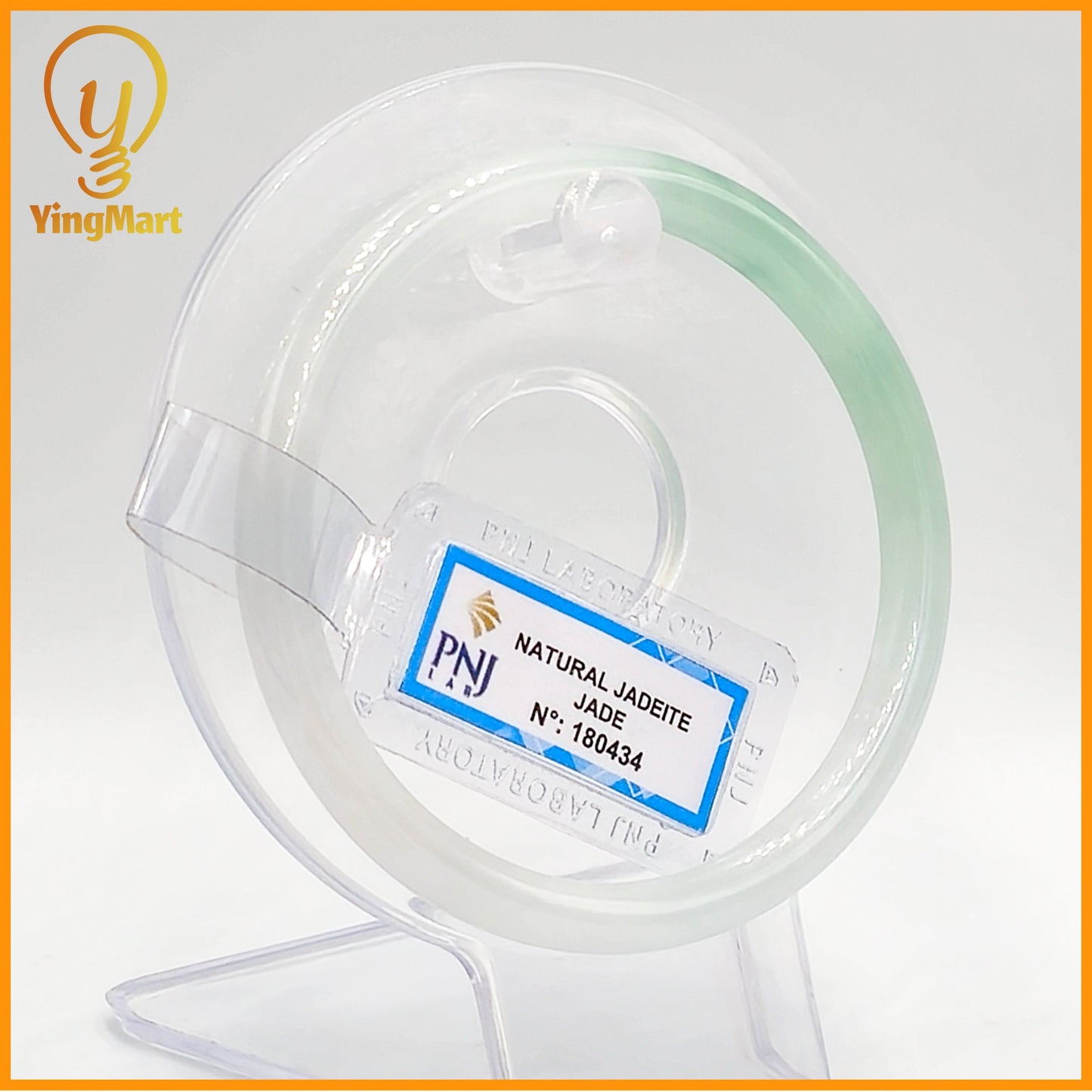 YingCollection 58mm PNJ Certified Natural Color Green With Black Brown Spot Jadeite Jade Bangle Bracelet, Real Gemstone, Jewelry