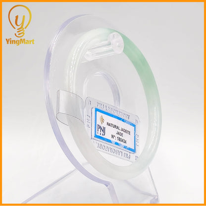 YingCollection 58mm PNJ Certified Natural Color Green With Black Brown Spot Jadeite Jade Bangle Bracelet, Real Gemstone, Jewelry