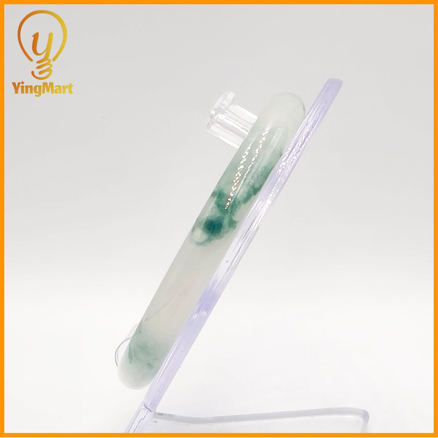 YingCollection 57mm PNJ Certified Natural Color Green With Black Brown Spot Jadeite Jade Bangle Bracelet, Real Gemstone, Jewelry