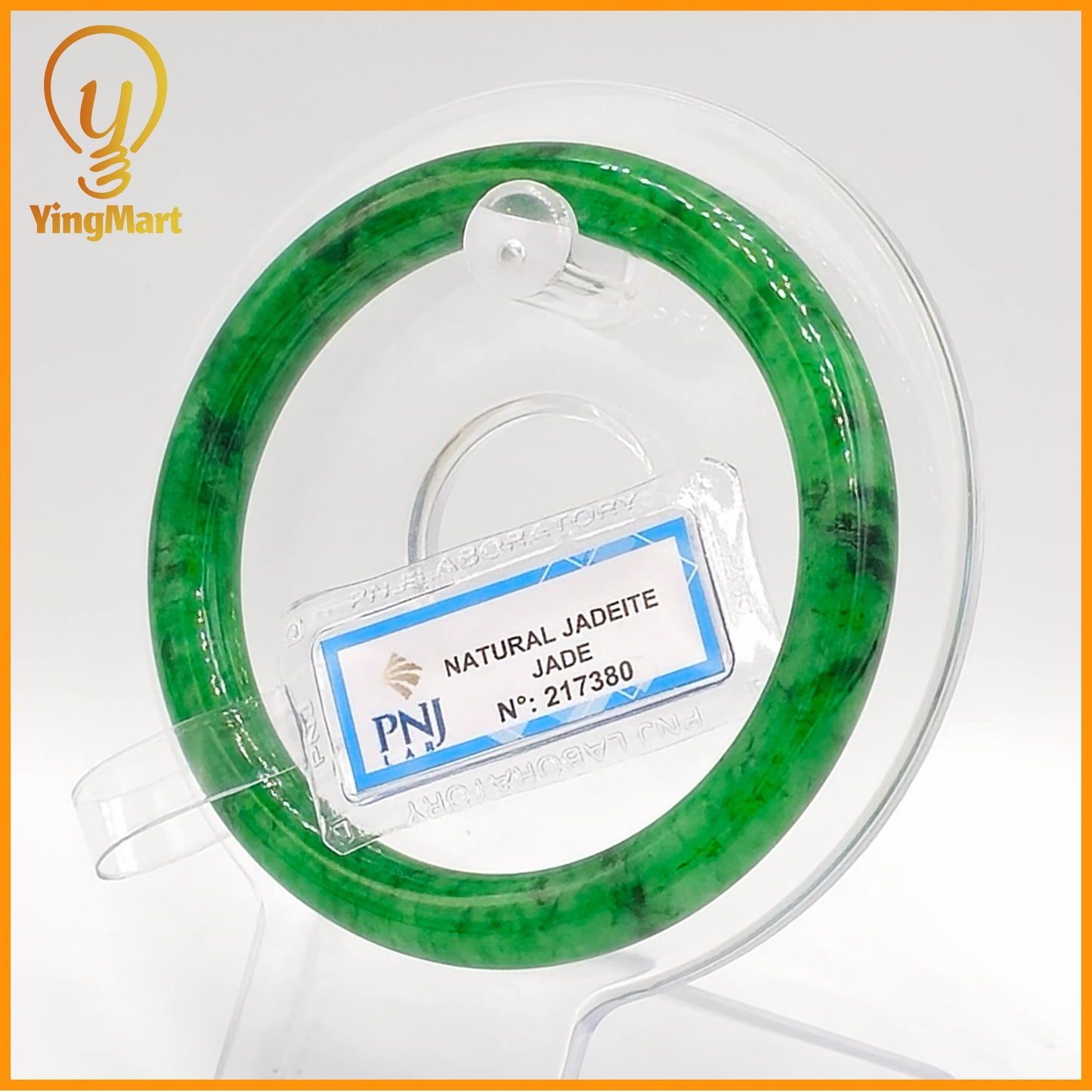 YingCollection 55mm PNJ Certified Natural Color Green With Black Brown Spot Jadeite Jade Bangle Bracelet, Real Gemstone, Jewelry