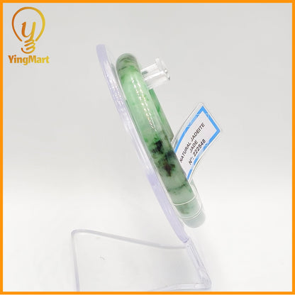 YingCollection 57mm PNJ Certified Natural Color Green With Black Brown Spot Jadeite Jade Bangle Bracelet, Real Gemstone, Jewelry