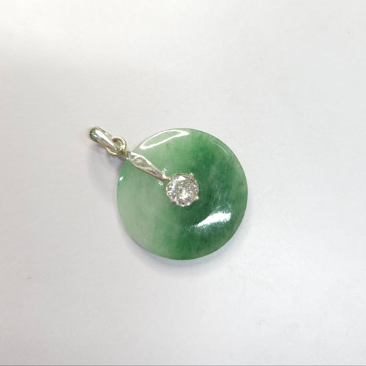 Yingmart Genuine Small Fu Green Natural Jadeite Jade Pendant, Real Gemstone, Vintage Jewelry, Gift for her
