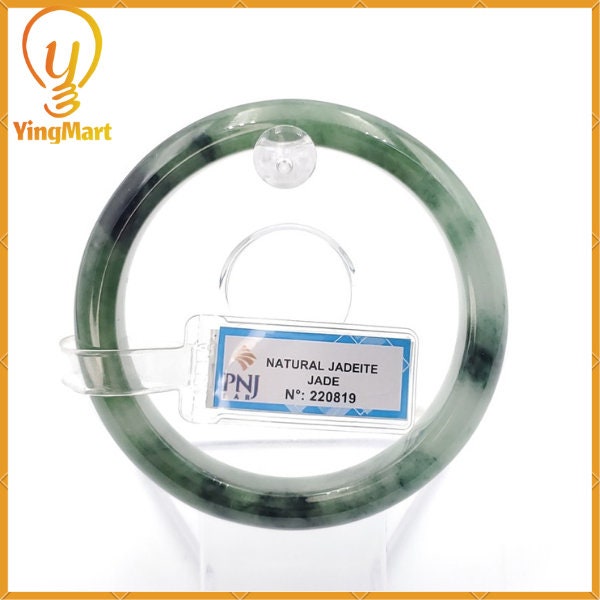 Jade Bangle 58mm PNJ220819 Certified | Yingmart Natural Color Green White To Greyish Green Jadeite Bracelet for Men, Women, Grandma, Sister