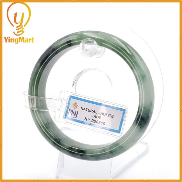 Jade Bangle 58mm PNJ220819 Certified | Yingmart Natural Color Green White To Greyish Green Jadeite Bracelet for Men, Women, Grandma, Sister