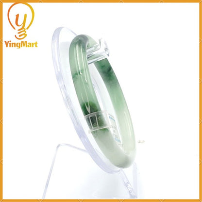 YingCollection 59mm PNJ220838 Certified Natural Color Green With Black Brown Spot Jadeite Jade Bangle Bracelet, Real Gemstone, Jewelry