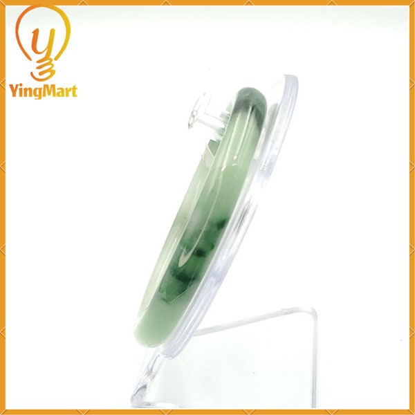 YingCollection 59mm PNJ220838 Certified Natural Color Green With Black Brown Spot Jadeite Jade Bangle Bracelet, Real Gemstone, Jewelry