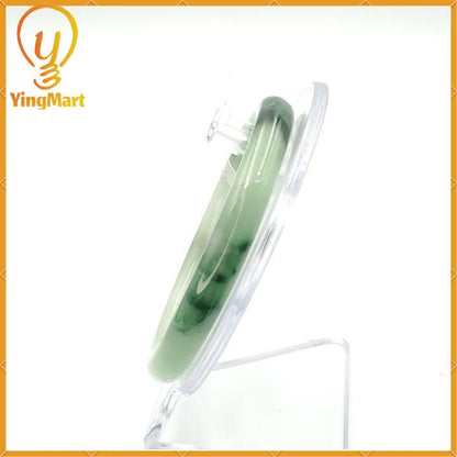 YingCollection 59mm PNJ220838 Certified Natural Color Green With Black Brown Spot Jadeite Jade Bangle Bracelet, Real Gemstone, Jewelry