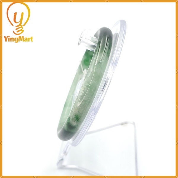 YingCollection 59mm PNJ220839 Certified Natural Color Green With Black Brown Spot Jadeite Jade Bangle Bracelet, Real Gemstone, Jewelry