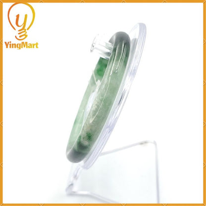 YingCollection 59mm PNJ220839 Certified Natural Color Green With Black Brown Spot Jadeite Jade Bangle Bracelet, Real Gemstone, Jewelry